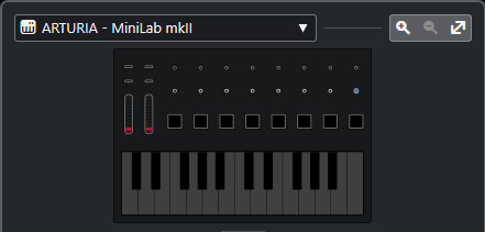 La sezione Superficie di controllo che mostra la superficie di controllo per un controller MIDI collegato