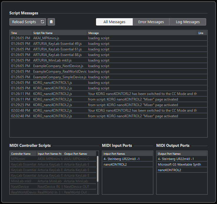 Consola de scripts MIDI Remote