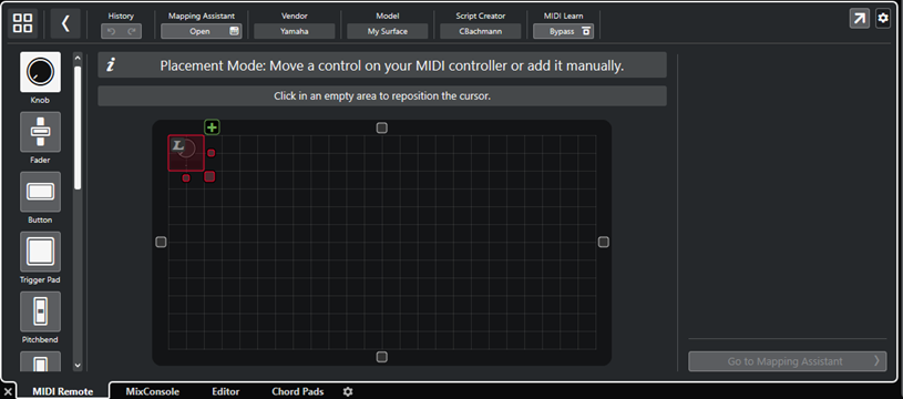 Editor de superficie de controlador MIDI