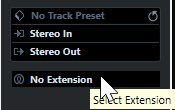 Menu local Sélectionner une extension dans l’Inspecteur de piste Audio