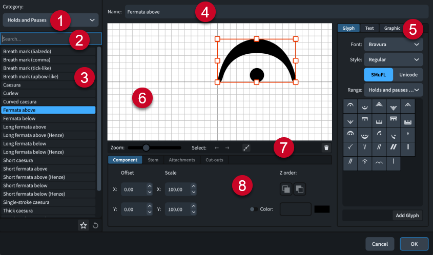 Edit Music Symbol dialog