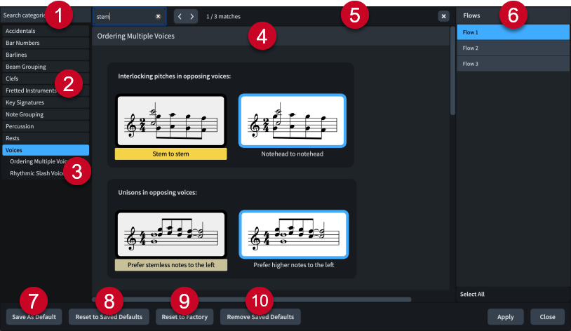 Boîte de dialogue Options de notation
