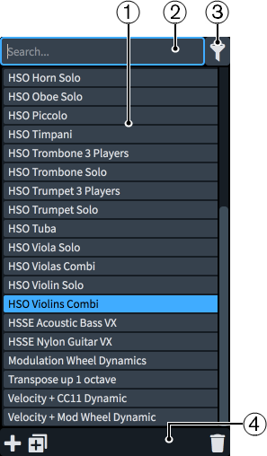 エクスプレッションマップのリスト