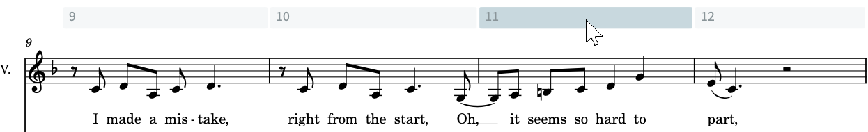 Bar 11 in the full score layout