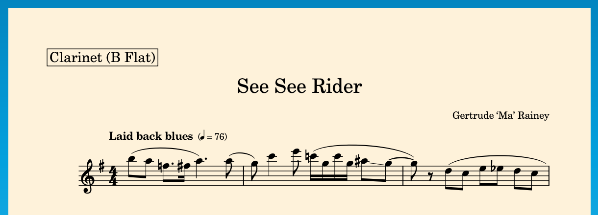 Flow heading hidden in the Clarinet part layout