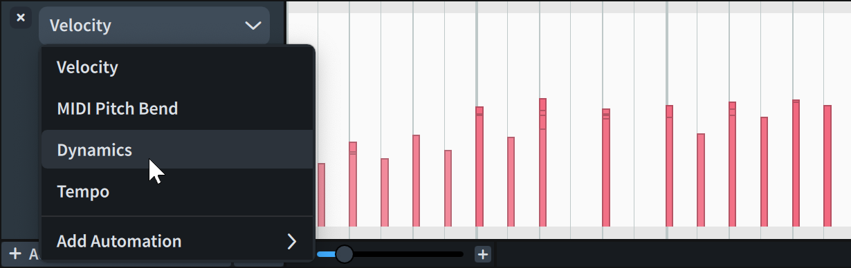 Editor menu in the Key Editor