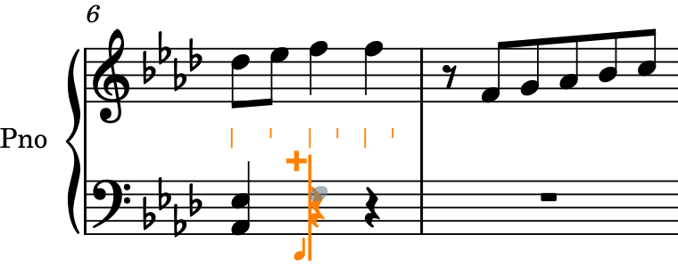Caret active on the bottom staff in chord input