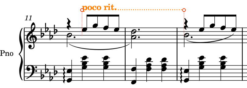 poco rit. gradual tempo change input in bars 11-12