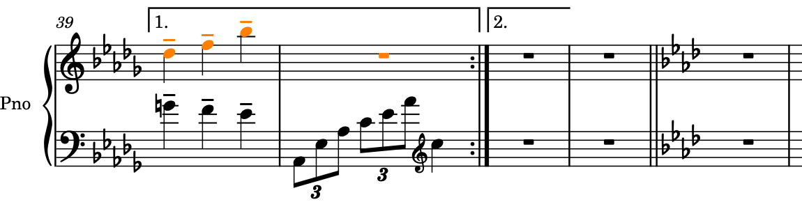 Repeat ending input in bars 39-40