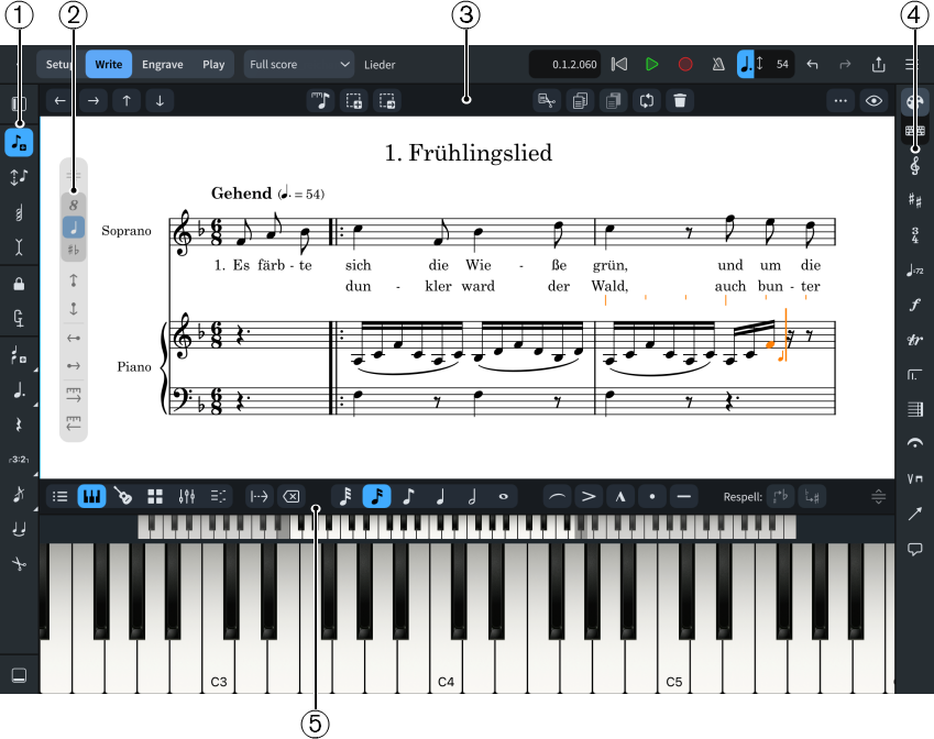 Toolboxes and zones in Write mode