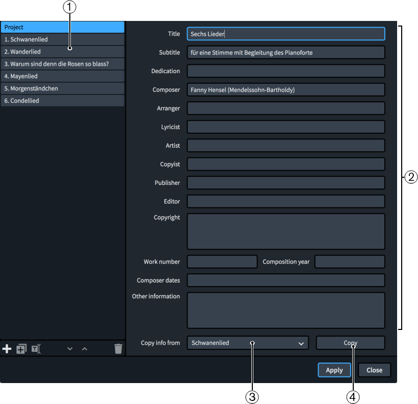Dialog Projekt-Info