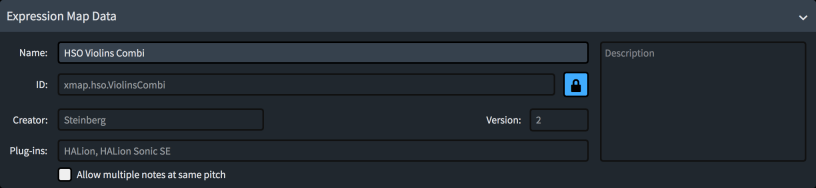 Expression Maps dialog, Expression Map Data section