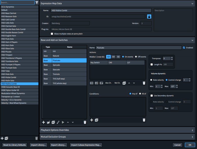 Expression Maps dialog