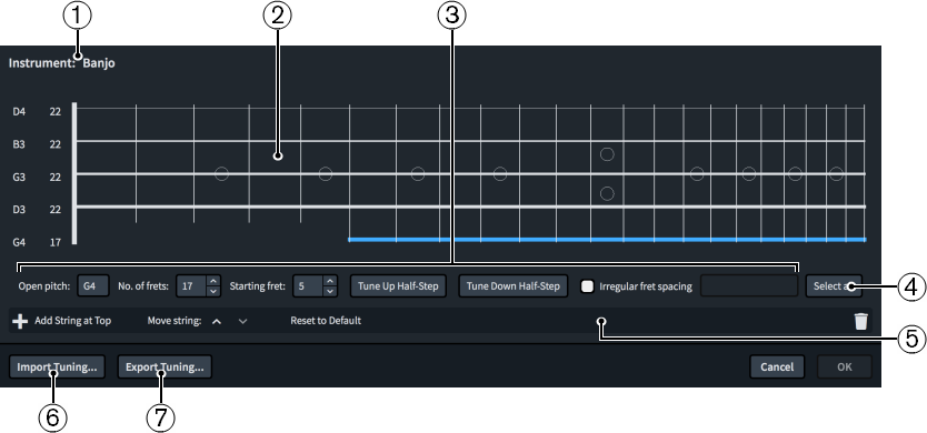 Edit Strings and Tuning dialog