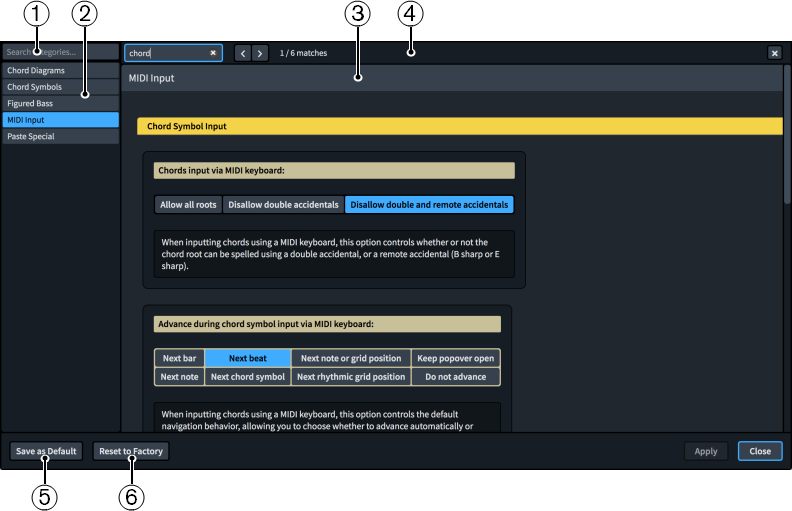 Note Input Options dialog