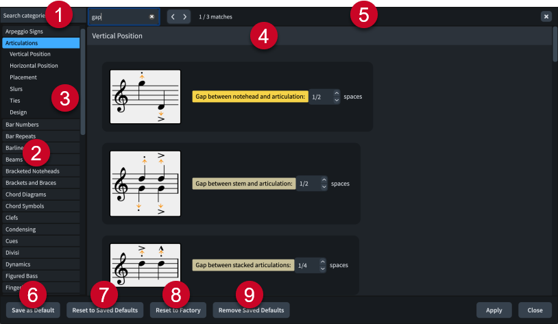 Dialog Notensatz-Optionen