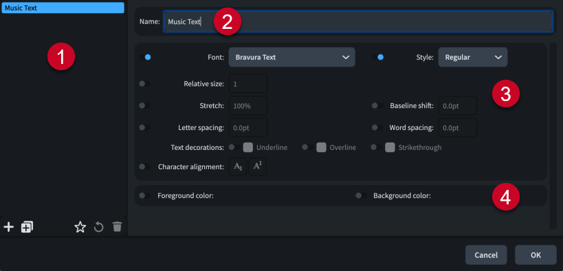 Character Styles dialog