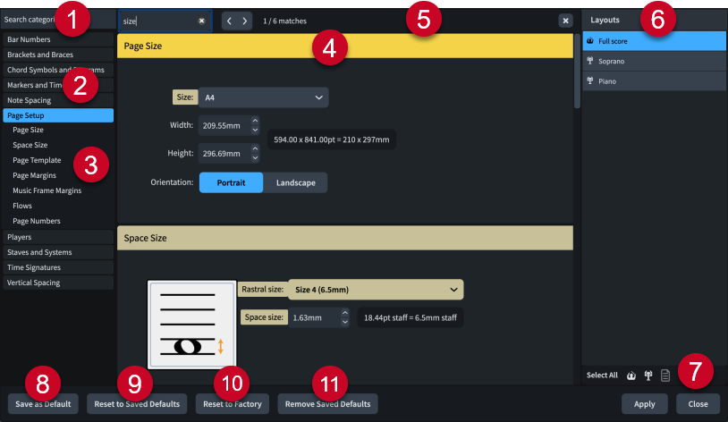 Dialog Layout-Optionen