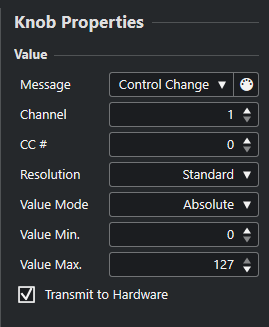 Knob Properties in Edit Mode