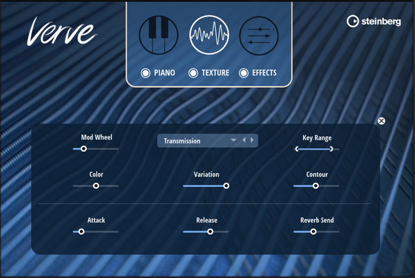 The Texture page with the page buttons at the top and the Texture controls below.