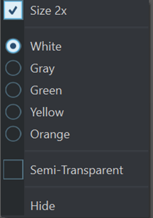 Drop-down menu to customize the display of the mouse and key input activity