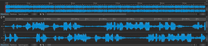 オーディオエディターの波形ディスプレイ