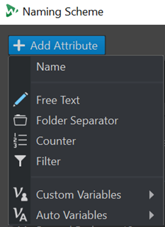 Add Attribute Option in the Naming Scheme Dialog