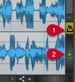 オーディオエディターの「ピークへの自動ズーム (Automatic Zoom to Peaks)」ボタン